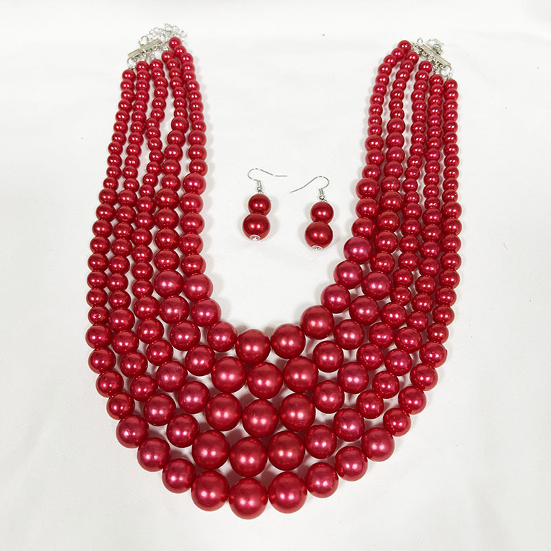 150g Weight Earrings, Necklace Classification 1 Set Quantity Banquet, Cocktail Party Occasion Imitation Pearl Material Pearl Pattern Women's Gender Round Design Glam, Exaggerated Style Glam Exaggerated Pearl Imitation Pearl Round Women's Earrings Necklace 6