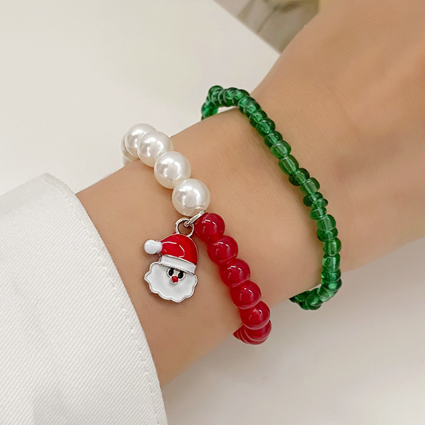 Fashion Santa Claus Beaded Womenu0027S Bracelets 2 Pieces