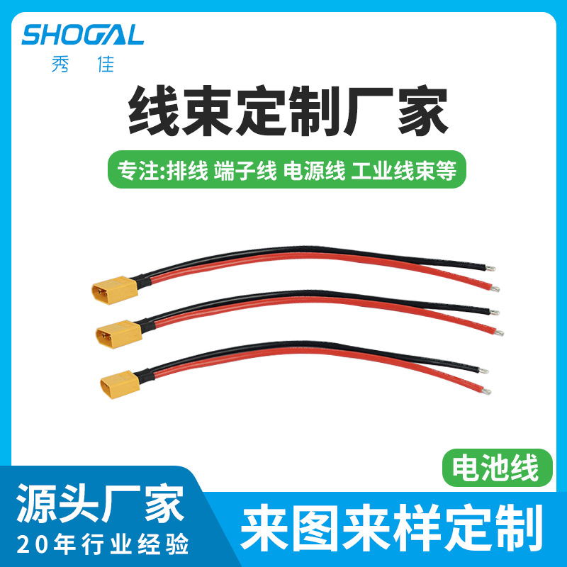 厂家供应电池连接线 电池线束加工大电流插头线插头电池连接线