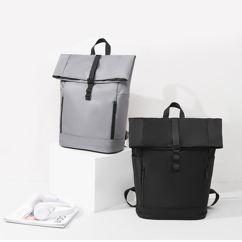 New cross-border Amazon European and American station roll-top backpack men's business casual schoolbag roll-top roll-top backpack