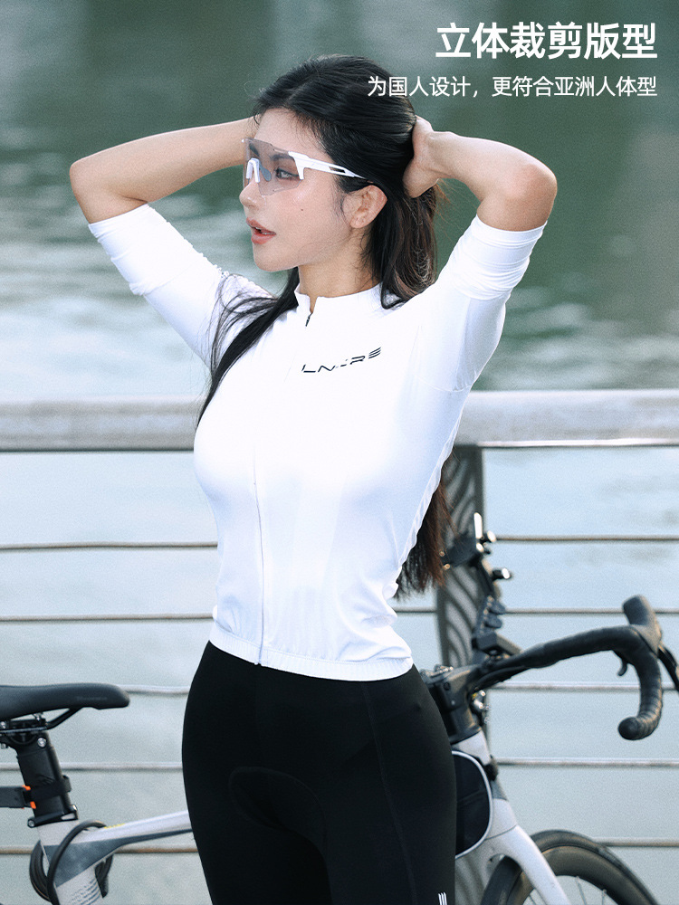 Primavera y verano ligera y delgada ropa de ciclismo de mujer de montaña de manga larga camisa de ciclismo de carretera cinturón pantalones
