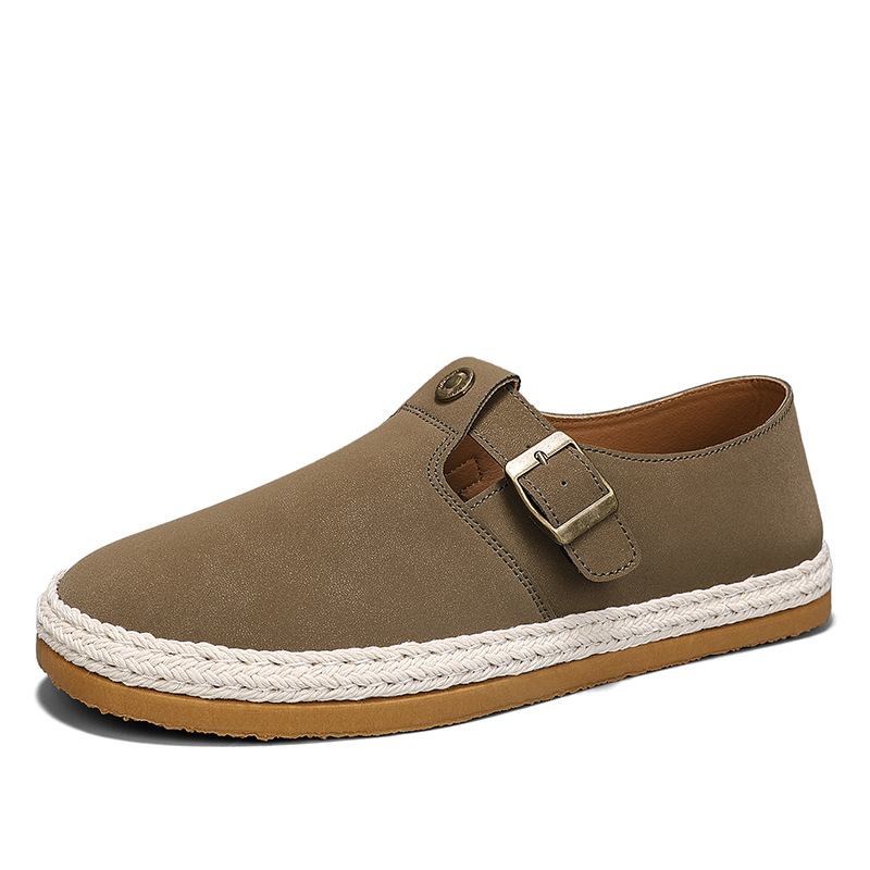 Zapatos de lona para hombre verano casual viejos zapatos de tela de lino de Beijing zapatos de moda de pescador perezoso de un pie para hombre 2025 nuevo