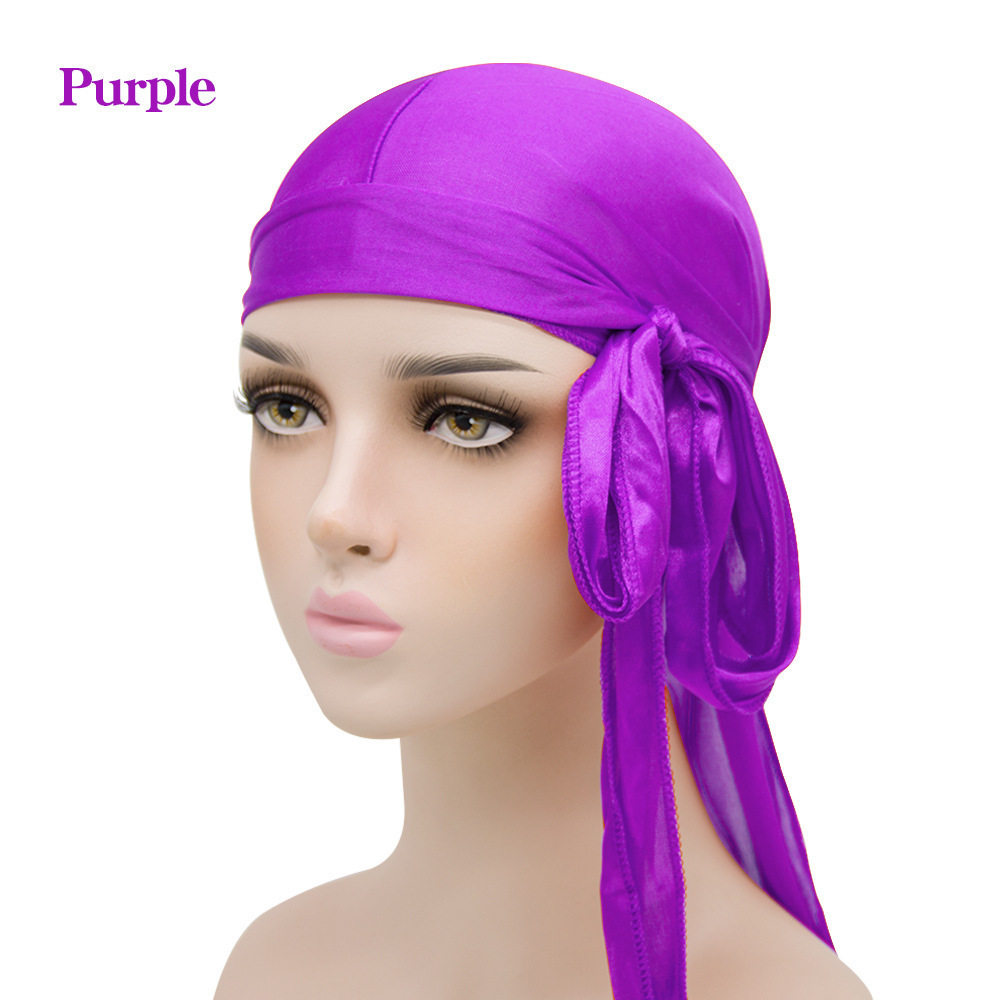 Europa y los Estados Unidos venden en caliente seda larga cola pirata sombrero seda sombrero silky durag fábrica venta directa turbante