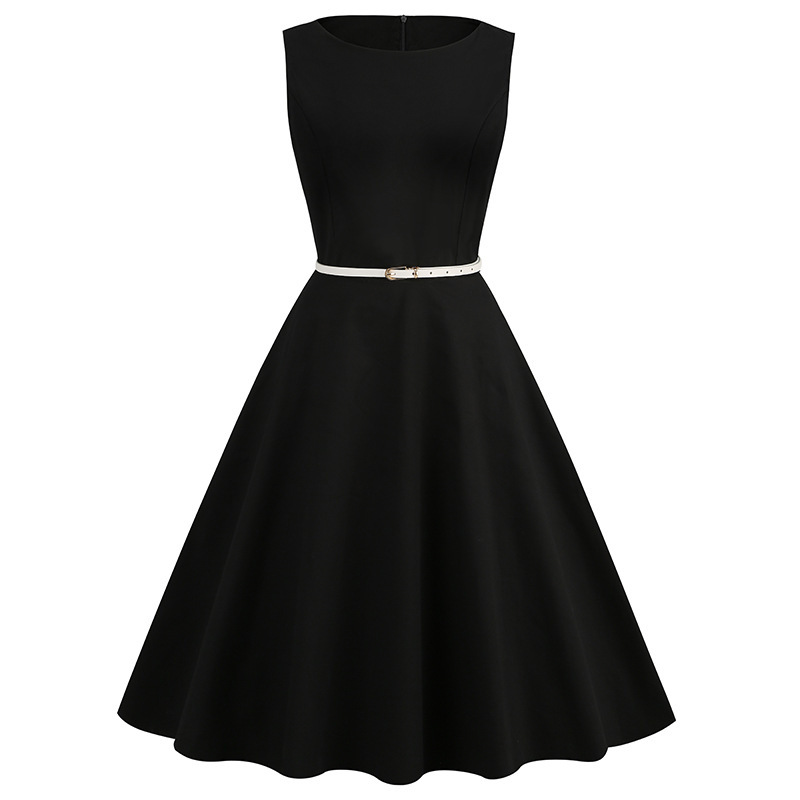 Cross-Border European and American Women's Clothing 2026 Spring/Summer New High-Quality Pure Cotton 50S Hepburn Style Retro Printed Dress