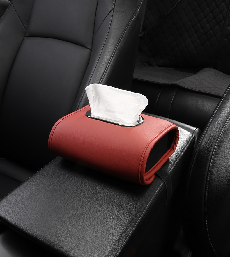 Car-mounted tissue box, armrest box, hanging tissue box, car seat back, center console, multifunctional, high-end leather tissue box