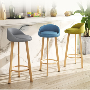 Nordic Home High Stool Bar Bar Chair Light Luxury Modern Simple Backrest Stool Front Desk Chair Bar