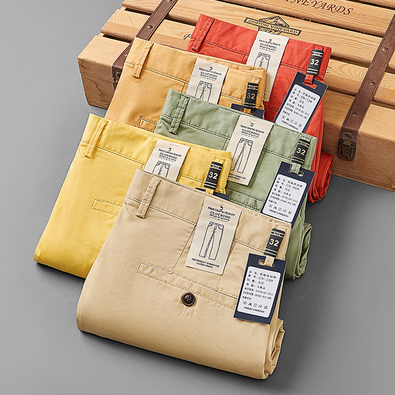 2026 Cross-Border Colorful Men's Trendy Brand Pants Cotton Colored Pants Loose Straight Summer Thin Casual Pants for Men