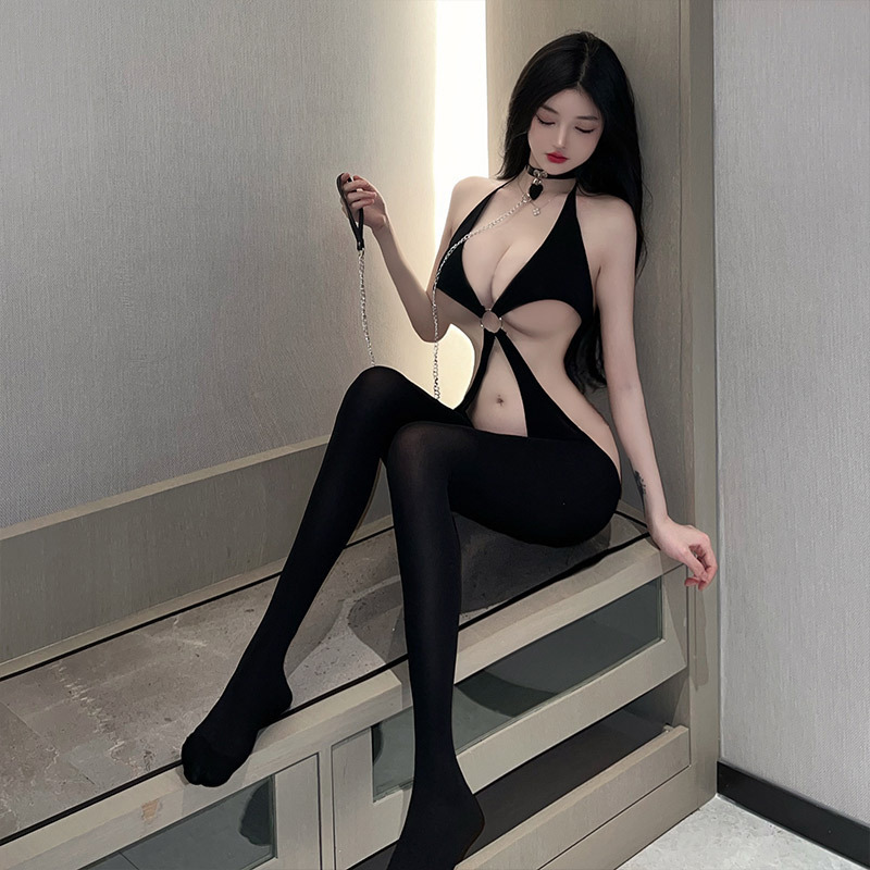 Underwear, Women's Sexy, High-End, Sexy Jumpsuit, Black Silk Panties, Cut Out Sexy, Pure Lust Style Couple's Pajamas Set