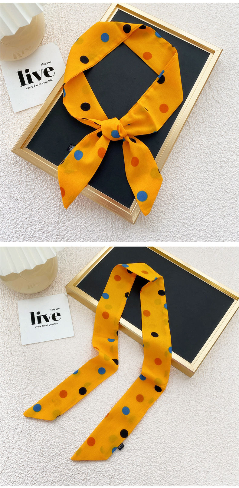 Fashion Contrast Color Polka Dots Small Silk Scarf Wholesale Nihaojewelry display picture 30