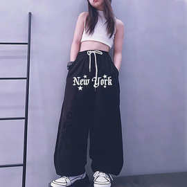 儿童街舞hiphop运动裤女童中大童嘻哈炸街宽松休闲跳舞束脚卫裤子