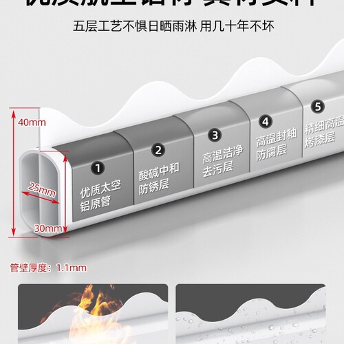 Balcony Clothes Rack Household Top-Mounted Fixed Clothes Drying Rack with Holes Cooling Clothes Rack Aluminum Alloy Indoor Clothes Hanger