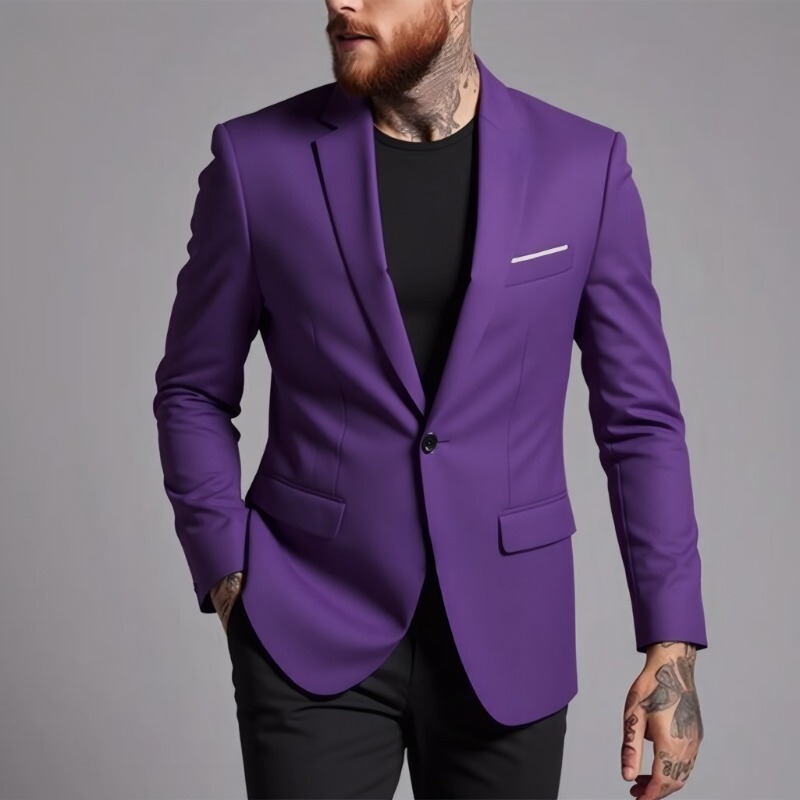 Cross-Border Men's Business Casual Fashion Blazer Slim Fit Plus Size Young Casual Single Suit Jacket Men's Trendy