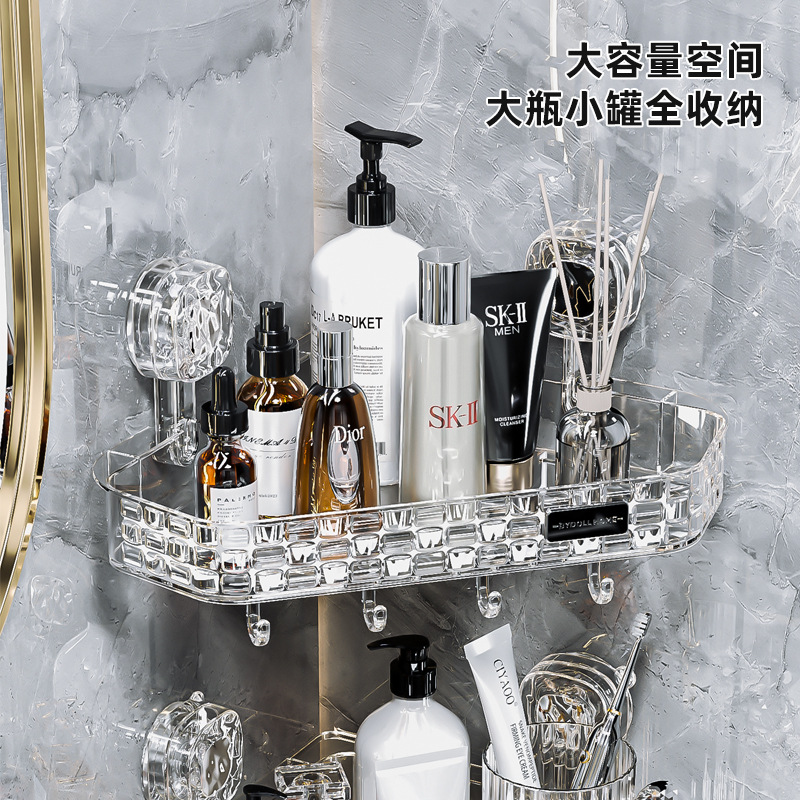 Suction Cup Corner Storage Rack Bathroom Toilet Wash Table Bathroom Shower Hole-free Wall Hanging Triangle Storage Artifact