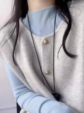 复古小金扣叠穿针织坎肩女春秋冬季韩系外套开衫软糯宽松毛衣马甲