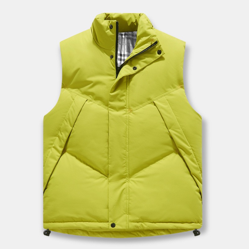 High-quality stand-up collar cardigan, quilted cotton vest for men, fleece-lined and thickened for warmth, sleeveless cardigan, autumn and winter style