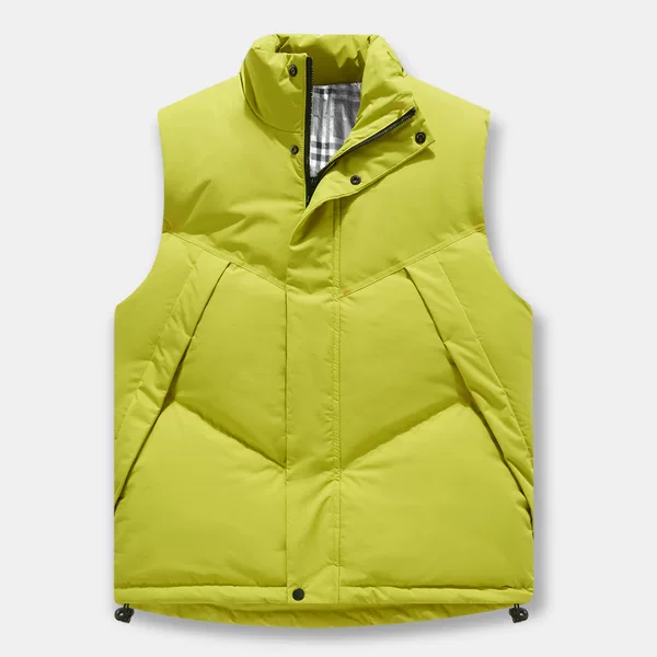 High-quality stand-up collar cardigan, quilted cotton vest for men, fleece-lined and thickened for warmth, sleeveless cardigan, autumn and winter style