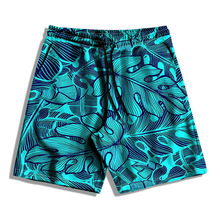 2021外贸亚马逊男式休闲裤夏威夷树叶植物印花休闲度假沙滩裤批发