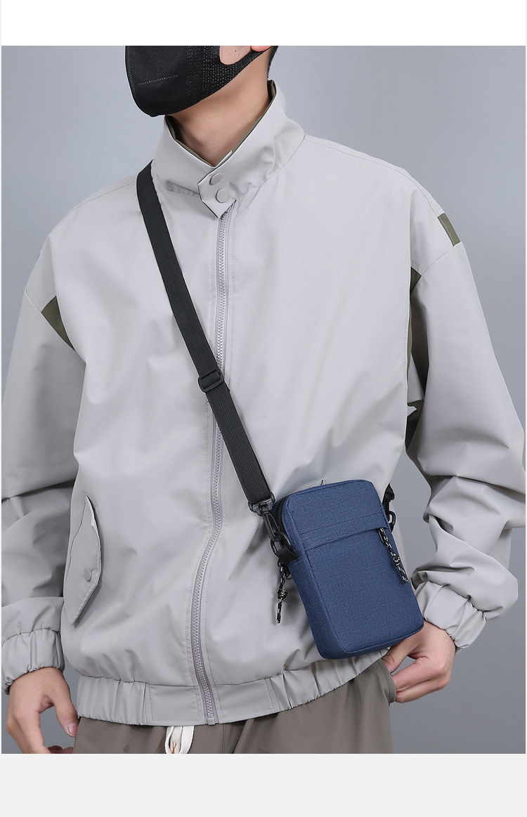 Men's Solid Color Oxford Cloth Zipper Crossbody Bag display picture 6