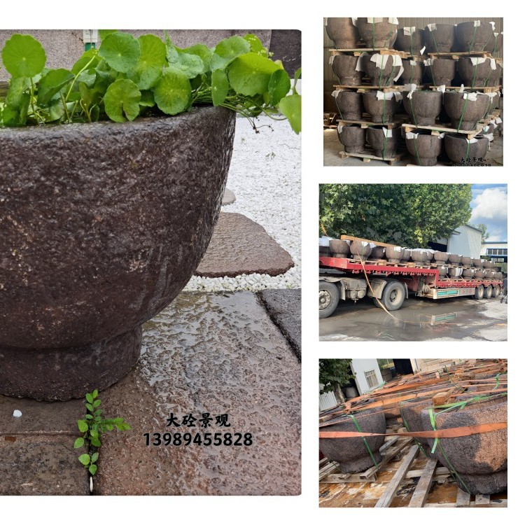 水泥仿石缸仿古水缸倒臼老石板古玩混凝土PC耐候性强