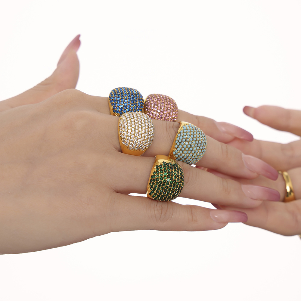 Square Sugar Titanium Steel PVD Vacuum Full Diamond Ring With Exaggerated Temperament And Zircon Inlaid Couple Ring_voghion.com