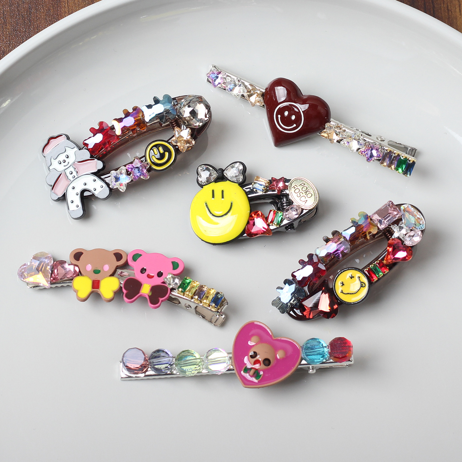 Corea Dongdaemun Symphony Flash Diamond Personalidad Chica Clip lateral Mujer Advanced Sweet Love Tarjeta lateral image 1