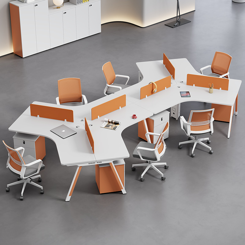 Сотрудник сотрудников работника офисного стола и стула Комбинированные 6 -лисовые офисные стол и председатель Alien 8 сотрудников