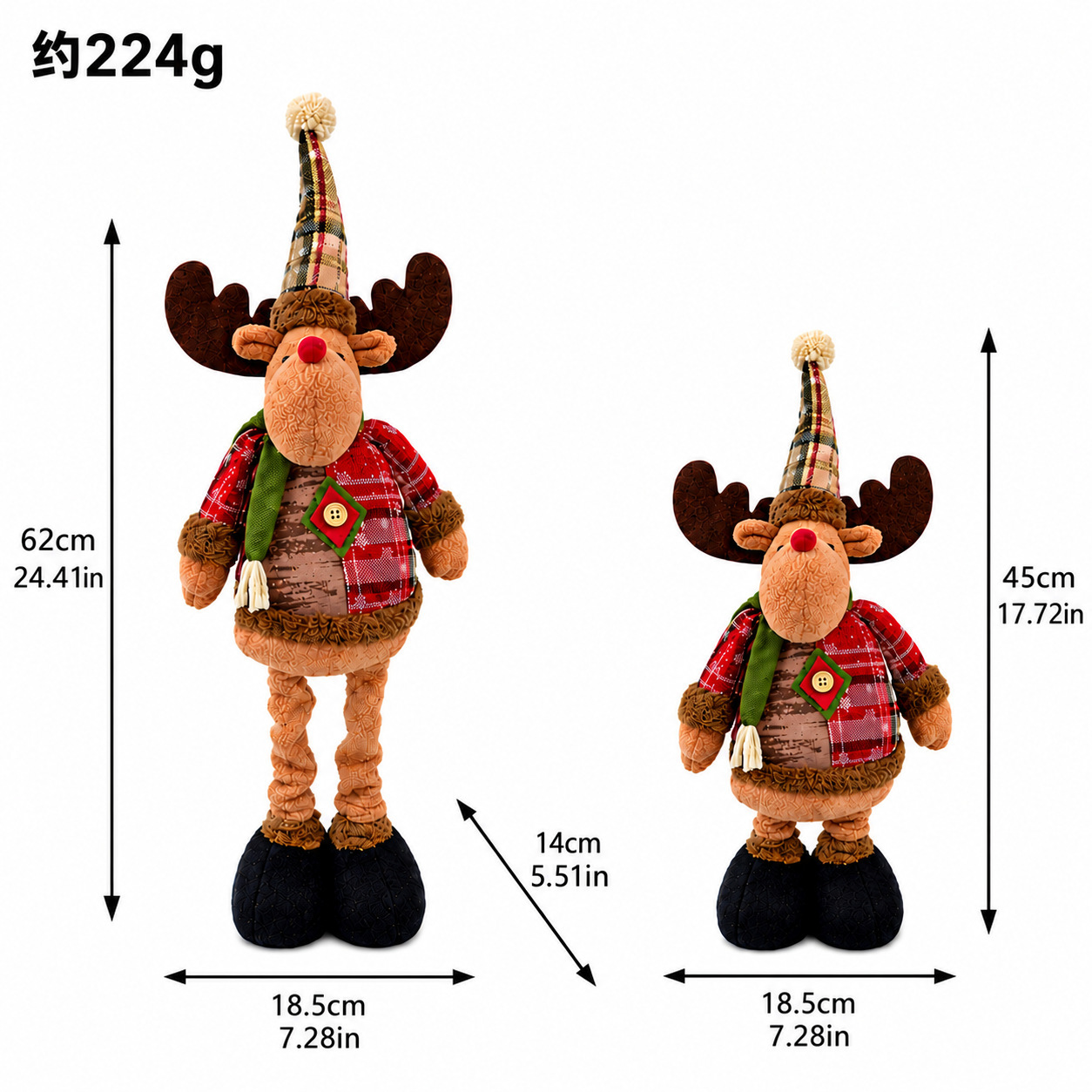 Navidad transfronteriza europea y americana rural retro tejido retráctil piernas viejos muñecas de nieve muñecas de alce adornos juguetes de peluche