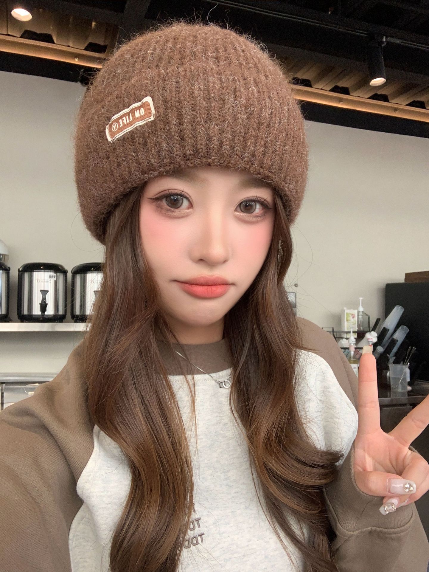 Solid Color Large Head Circumferece Face Slimmig Postpartum Autum Witer Fleece Lied Cold Thick Kitted Hat For_voghion.com