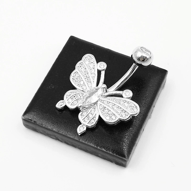 Belly button piercing, zirconium, silver 925 sample, European style, (Cross-border trading), wholesale