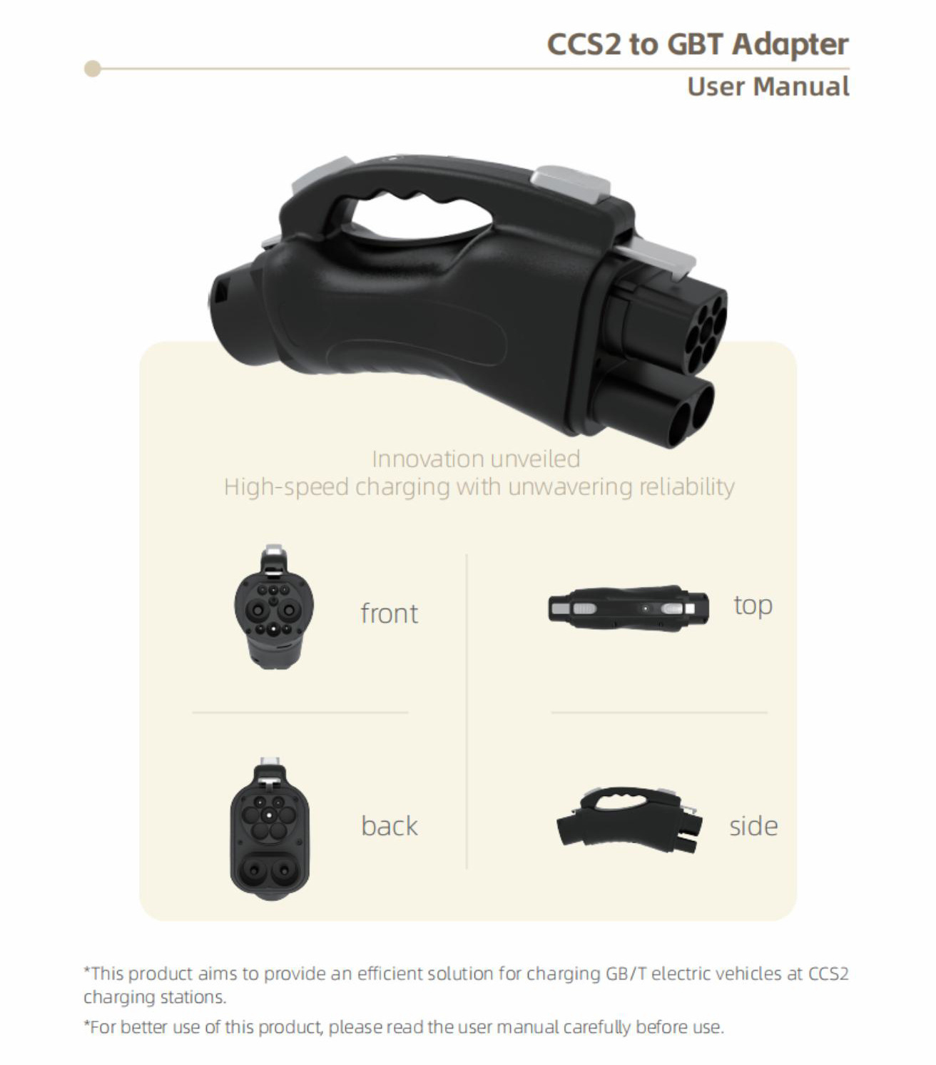 Dc European Standard to National Standard Ccs2 to Gbt 300A 300Kw Electric Vehicle Charging Adapter