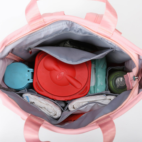 Portable nylon water-repellent mommy bag, fashionable and convenient mother and baby bag for traveling, mommy bag with printable LOGO