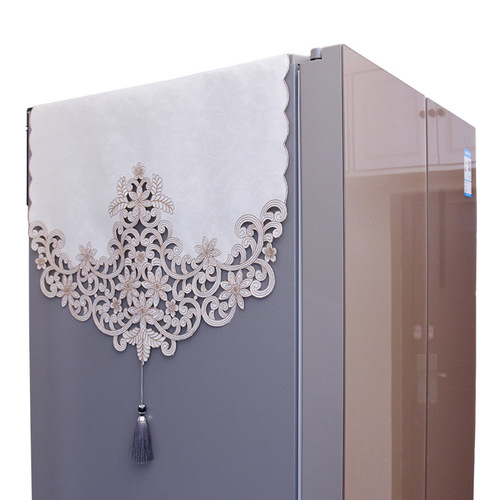 European American style refrigerator cover cloth household single and double door refrigerator towel modern simple artificial hollow embroidery refrigerator cover