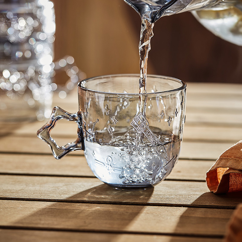 CASC nombre conjunto cielo estrellado taza de vidrio taza de agua conjunto de agua potable hogar de alta apariencia creativa taza apilable conjunto tetera