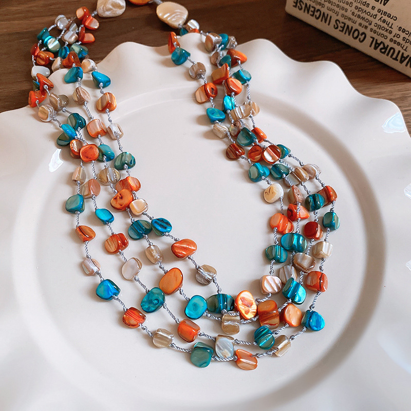 4#목걸이 - 블루 - 오렌지