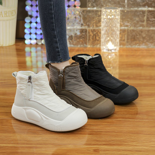 Korean Style Thick Bottom Waterproof Warm Snow Boots fleece-lined Thickened High-Top Cotton Shoes Women's 2024 Winter New Non-Slip Mother Shoes