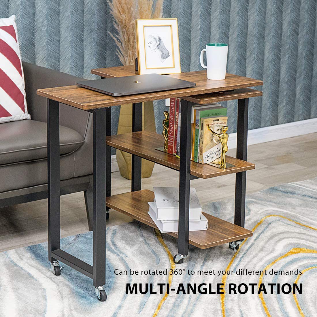 Creative sofa side table 360 ° rotation can move the desktop with 2…