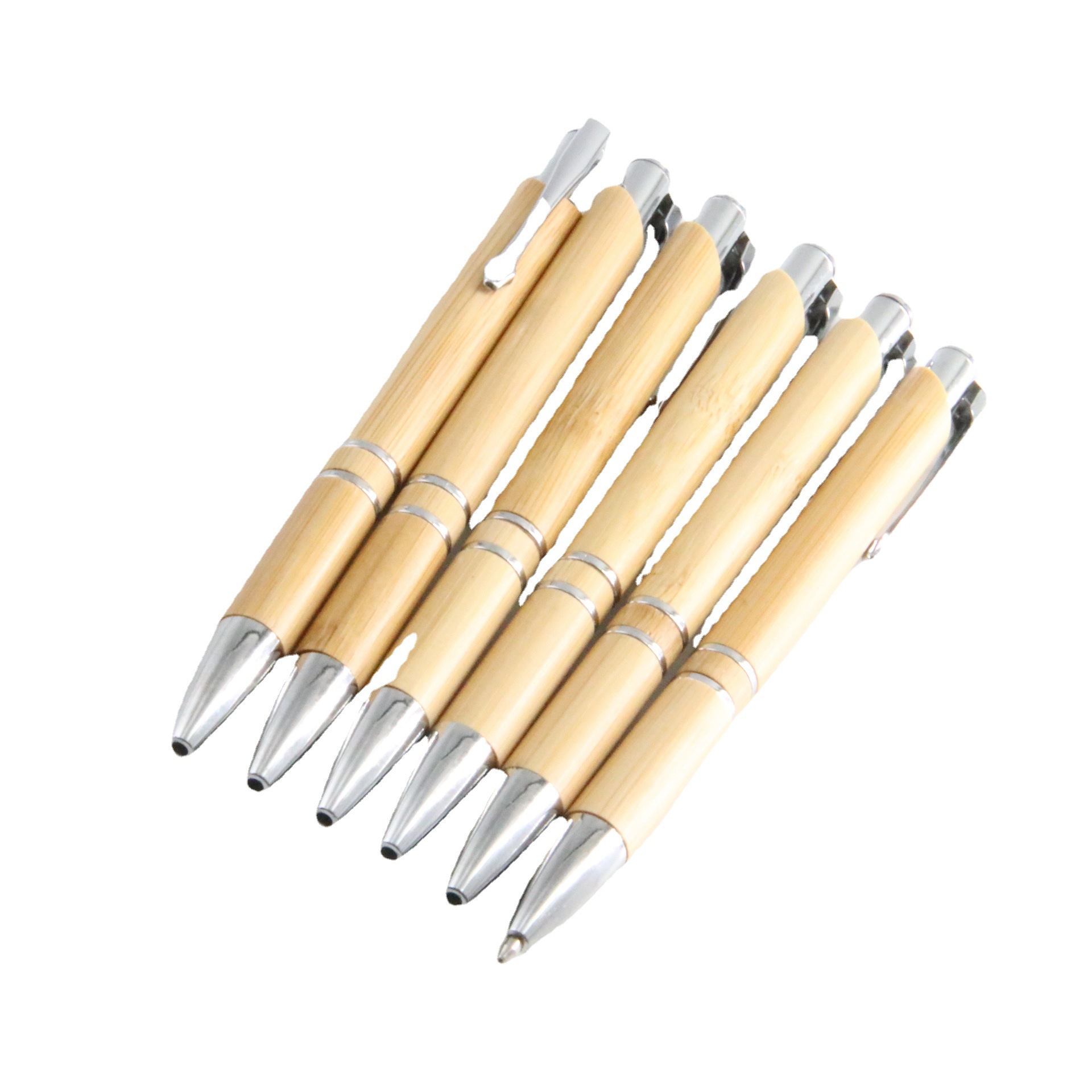 Bolígrafo de madera de bambú con gancho de metal, bolígrafo retráctil, bolígrafo con logotipo en relieve, bolígrafo publicitario, stock disponible para envío internacional, grabado láser empresarial