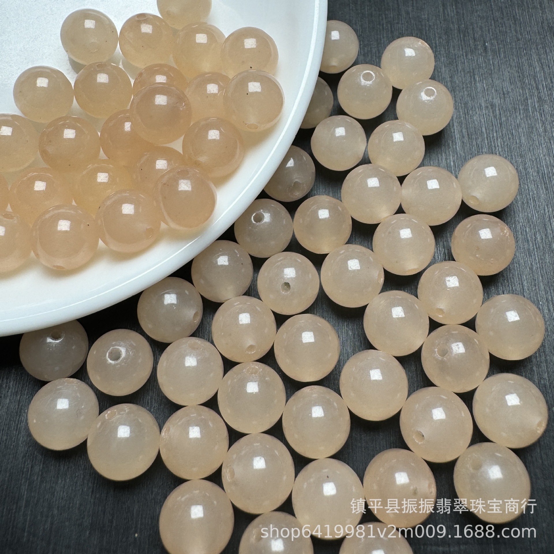 和田玉藕粉色圆珠散珠批发 diy玉石饰品手链项链玉髓玉珠配件批发