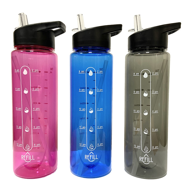 Taza de plástico transfronteriza Amazon anti-caída con pajita de gran capacidad Kettle Fitness Sport Cup de gran capacidad portátil