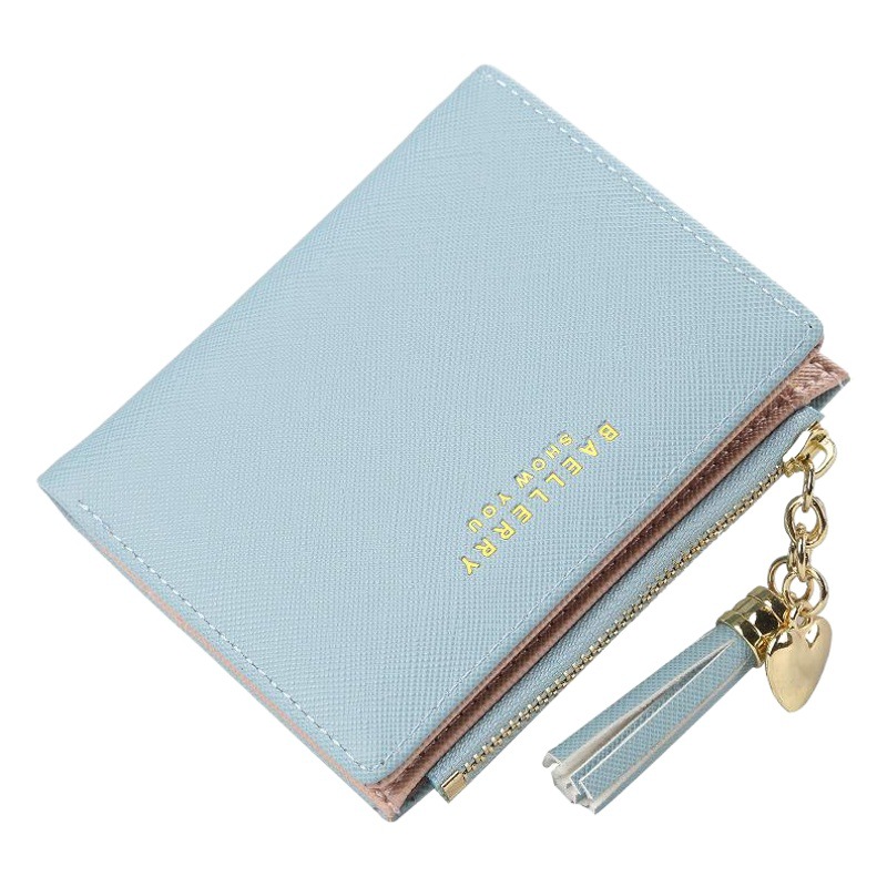 baellerry Wallet Women's Short Korean-style Multi-card Buckle Coin Purse Saffiano Tassel Zipper Women's Bag