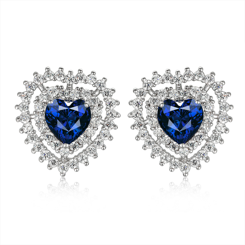 Fashion Heart Shape Copper Inlay Zircon Ear Studs 1 Pair