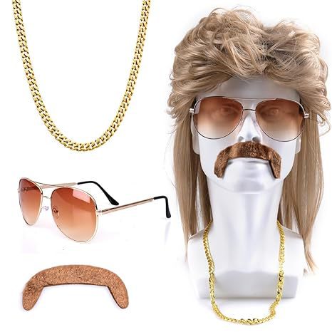 Cross-Border Hip-Hop Rock Wig Halloween Retro 70S Punk Wig Disco Wig and Beard Set Cross-Border Hip-Hop Rock Wig Halloween Retro 70S Punk Wig Disco Wig and Beard Set