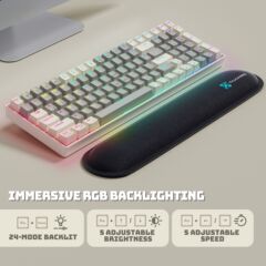 ゲーミングメカニカルキーボード、3モード、ホットスワップ対応、ハンドレスト付き、越境供給、工場直送、フルキーノーリードアウト、キーキャップ付き