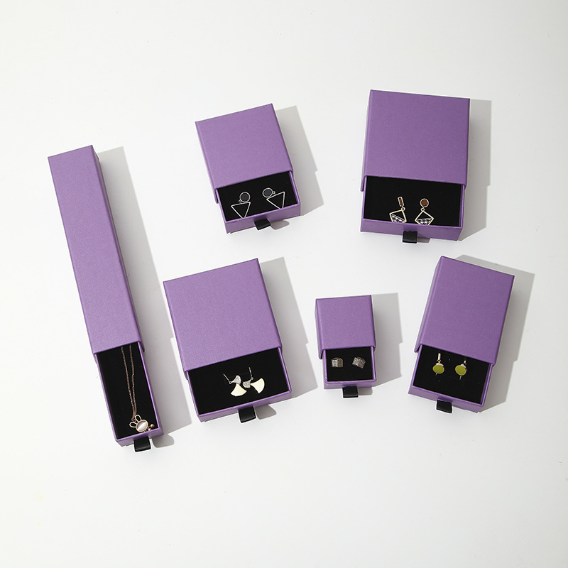 Caja de joyería tipo cajón personalizable con espacio para anillos, pulseras, pendientes y collares