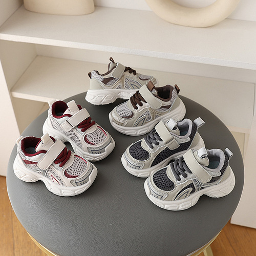 Spring and autumn boys and baby shoes children's sneakers dad breathable running shoes 1-3 years old 5 girls and children's soft-soled mesh shoes