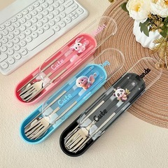 304ステンレスアニメかわいいフォークスプーン箸食器3点セット学生サラリーマン旅行セット
