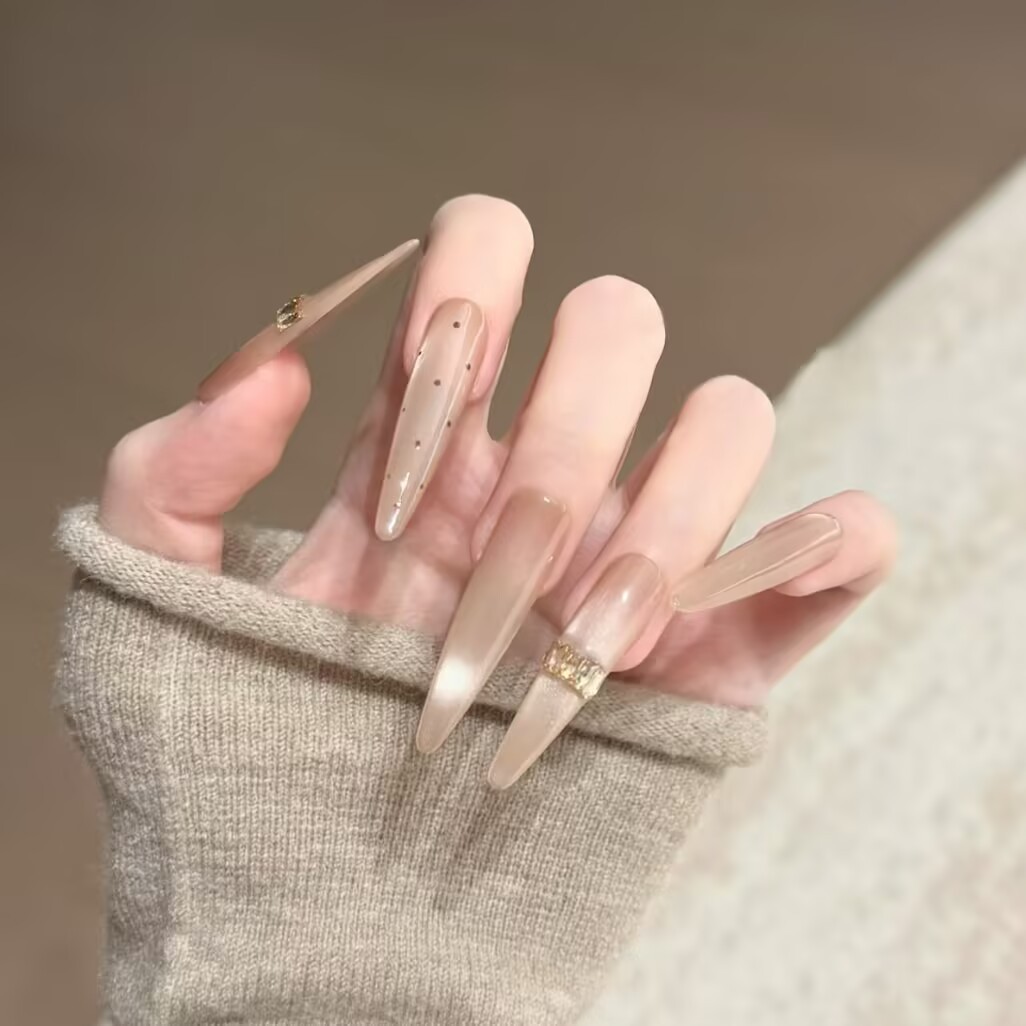 10 piezas de armadura de vestir de ojo de gato, armadura hecha a mano prefabricada, parche de uñas de estilo nacional, uñas terminadas, estilo extraíble image 129