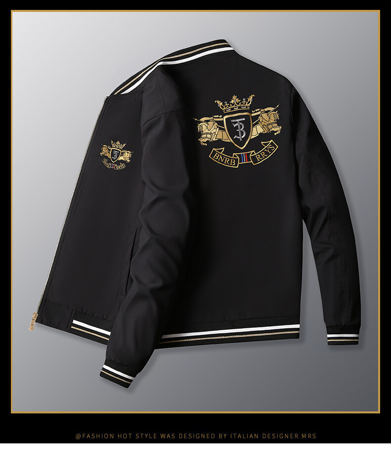 Europäische Herbst und Winter High-end-Schwerindustrie Stickerei Mantel männer Stehkragen Casual Licht Luxus Jacke_voghion.com