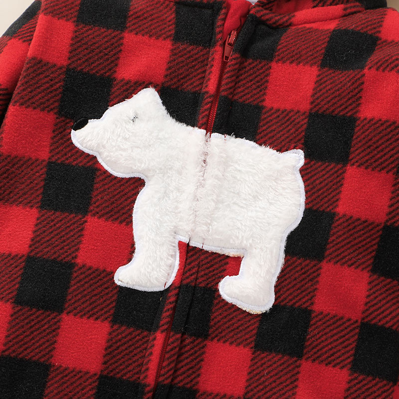 Baby Clothes 2021 Autumn Hooded Zip-up Shirt Outer Romper Children's Clothing Plaid Baby Rompers Jumpsuit display picture 5