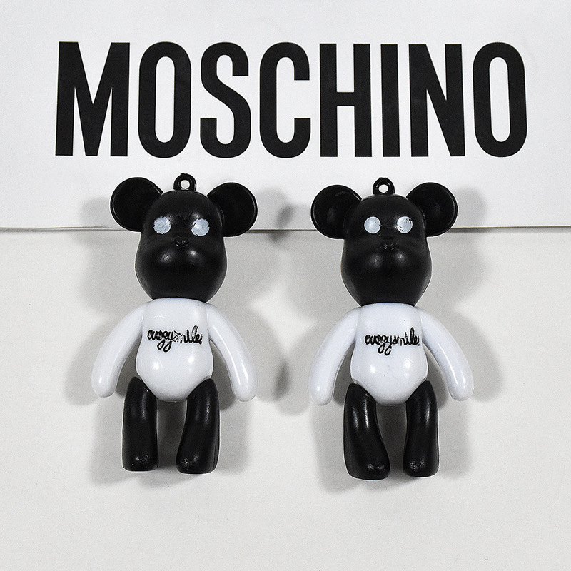 New black and white cartoon bear three-dimensional violent bear DIY key chain pendant bag pendant auto accessories gift New black and white cartoon bear three-dimensional violent bear DIY key chain pendant bag pendant auto accessories gift